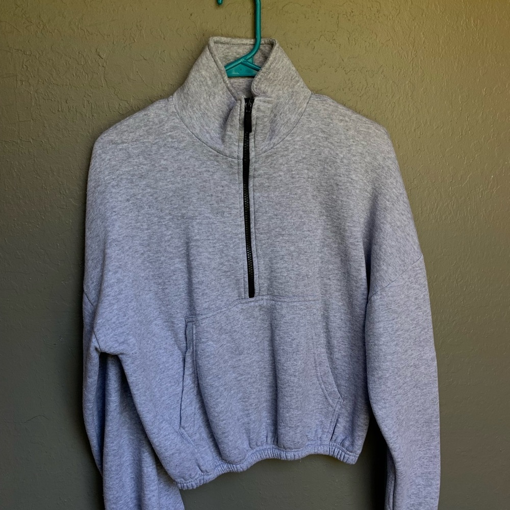 Gray half zip-up jacket
